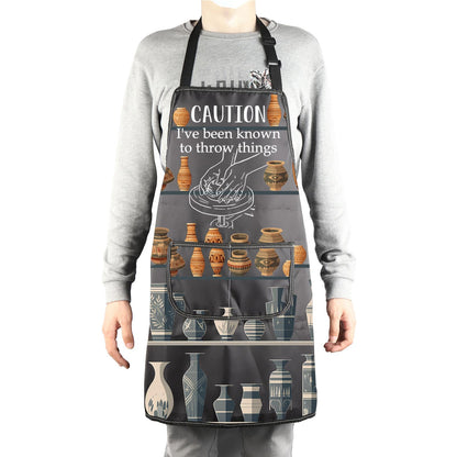 MBMSO Pottery Artist Apron for Pottery Lover Gifts Ceramics Gifts Caution I've Been Known To Throw Things Pottery Maker Gifts