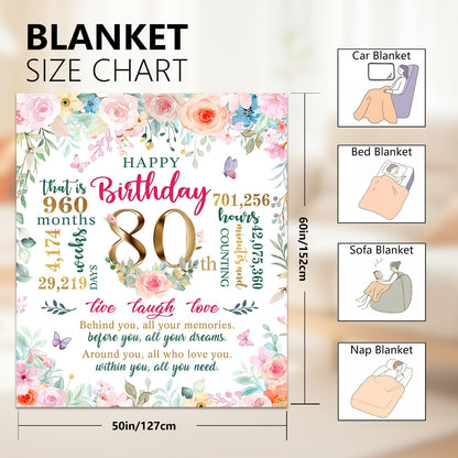 80th Birthday Gifts for Women,80 Year Old Birthday Gifts for Women,Gift for 80 Year Old Woman,80th Birthday Gifts,80th Birthday Decorations Throw Blanket 50"X60"