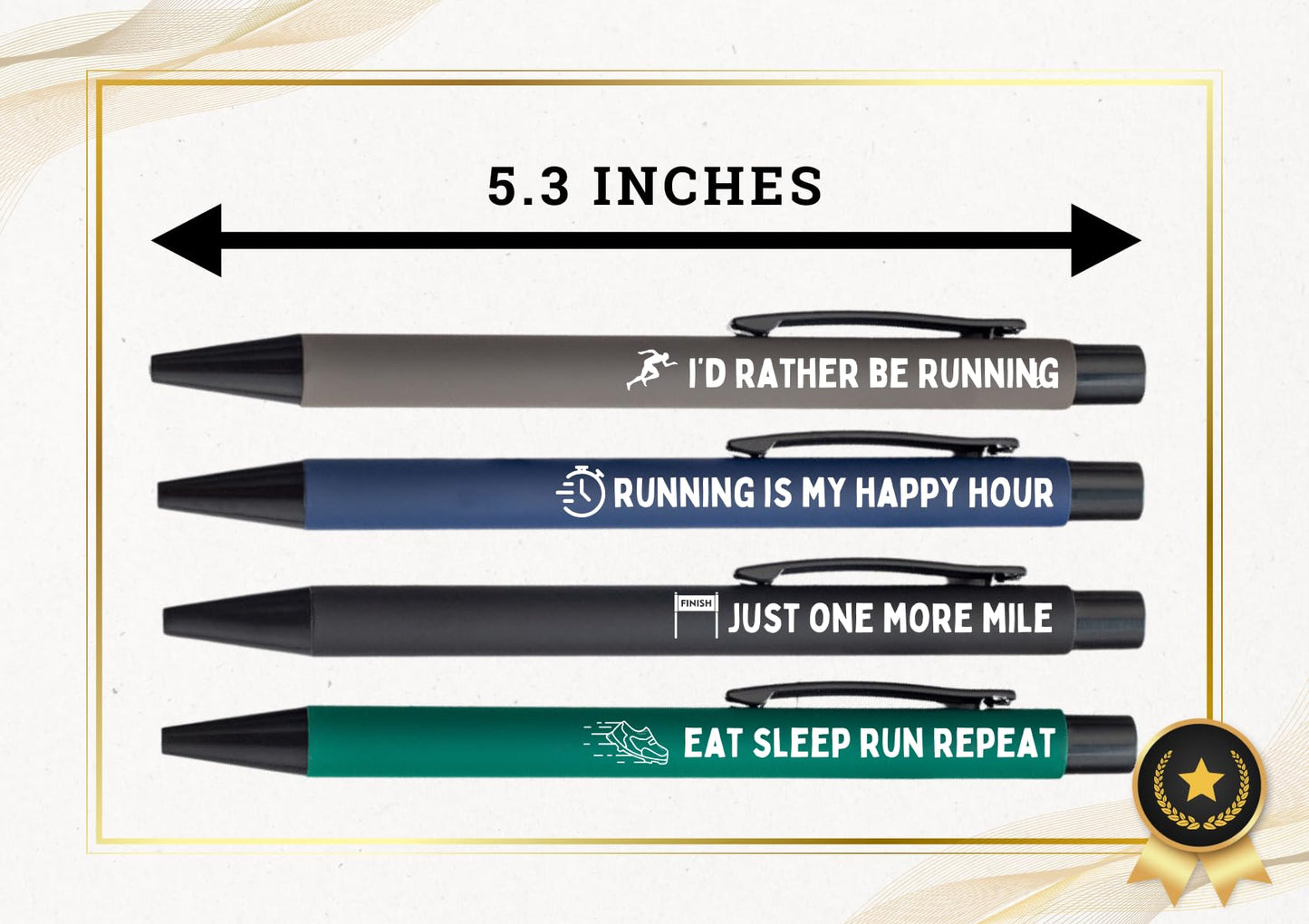 InnoBeta Gifts for Runners Men/Female, Ballpoint Pen Set of 4, Funny Runner Gifts in Birthday Christmas - Grey