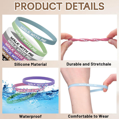 Gueevin 48 Pcs LDS Mormon Walk with Me ID Wristbands Ultra Thin Wristbands 2026 Youth Theme Gift for Men Women Teens Faith Based Encouragement Christian Youth Group Baptism Gifts