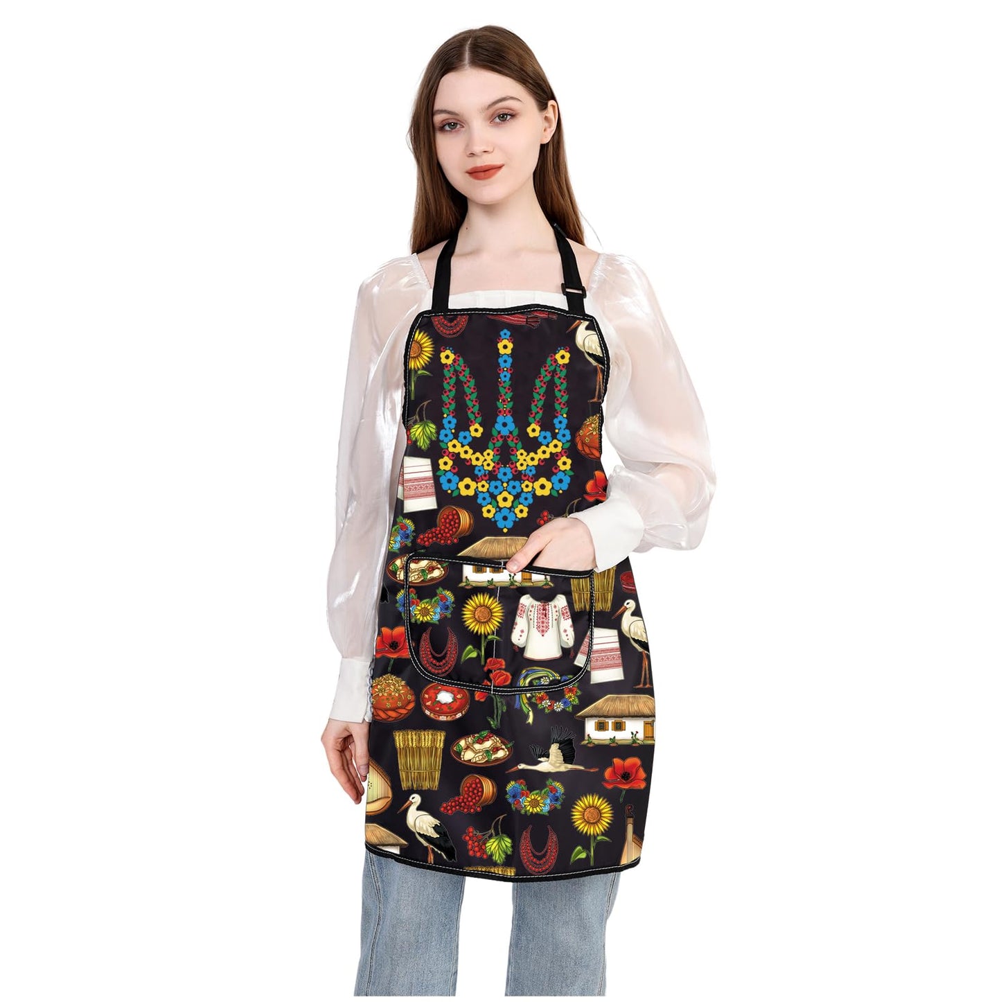 JXGZSO Ukraine Kitchen Apron Ukraine Lover Gift Ukraine Souvenir Gift Kyiv Trip Lover Gift Ukrainian Apron