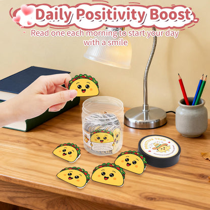 PinCute 60 Positive Taco Affirmation Jar - Teacher Appreciation Gifts, Self Care Graduation Gift, Birthday Gifts for Women Men Teen, Cute Home Decor