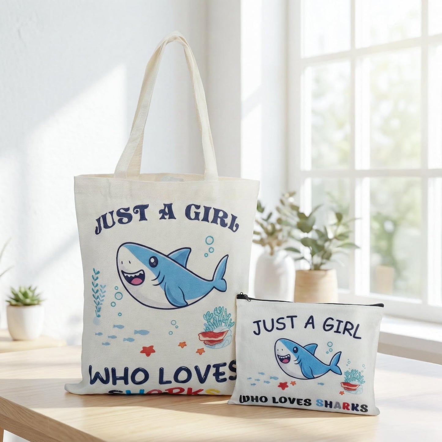 Shark Gifts for Women, 10Pcs Shark Lovers Gift for Girls Including Glass Cup Bracelet Tote bag Makeup Bag Shark Coin Purse Socks Notepad Gift Card for Christmas Birthday Mothers Day