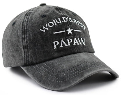 World's Best Dad Papa Pappy Grandpa Pops Papaw Hat for Men, Funny Adjustable Cotton Embroidered Father Baseball Cap