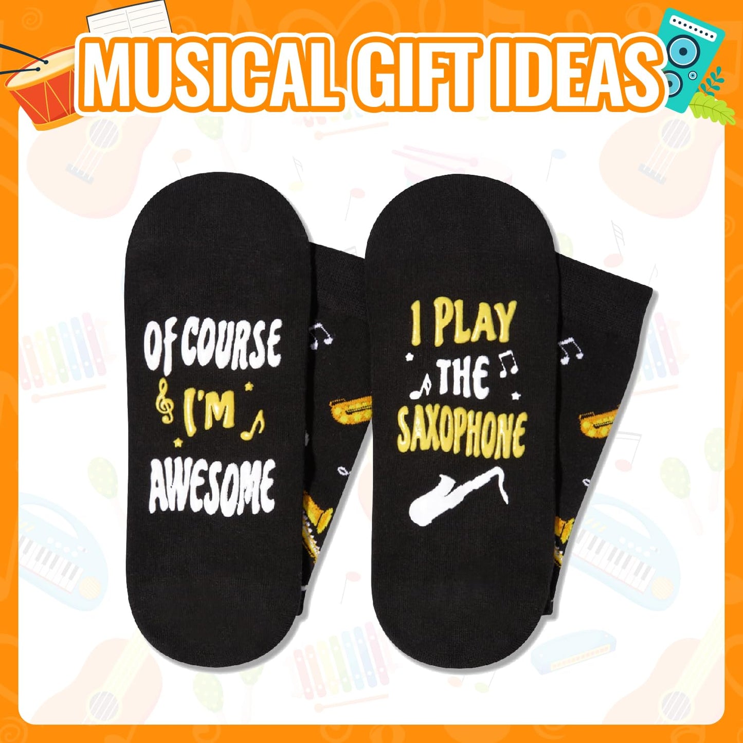 Zmart Music Gifts for Music Lover - Piano Guitar Saxophone Drum Socks for Player Musician