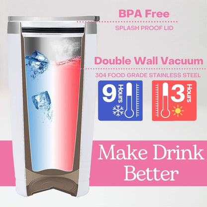 Onebttl Hair Stylist Gifts For Women, Female, Her - I Will Cut You - 20oz/590ml Stainless Steel Insulated Tumbler with Straw, Lid, Message Card-(White)
