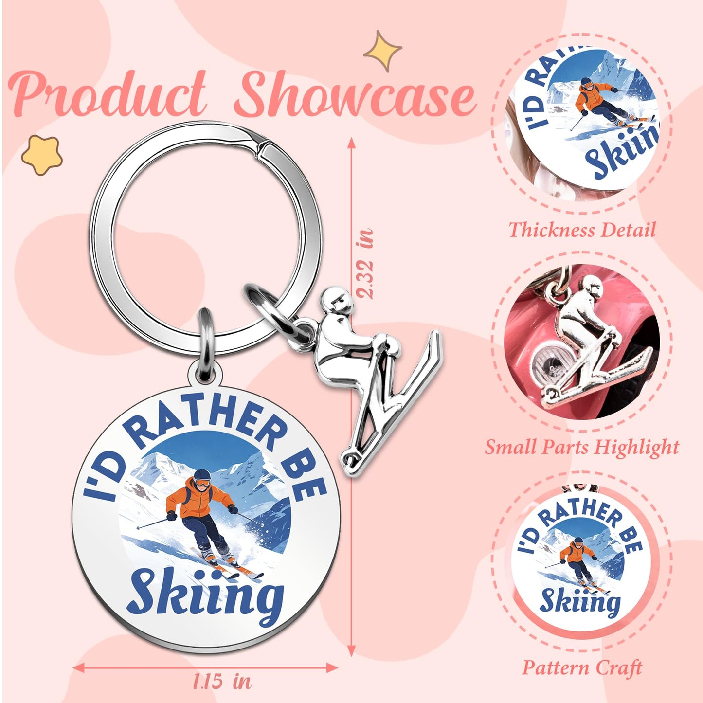 Ski Gifts for Men Women Skiing Accessories Keychain Snowboarding Gifts for Men Ski Gear Decor Birthday Christmas Gift for Skiers Skiing Stuff