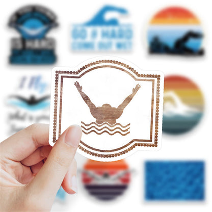 60PCS Swimming Stickers Waterproof Vinyl Swimmer Stickers for Water Bottles Luggage Phone, Asverbet Cute Sport Stickers for Teens Adults Swim Decorations Gifts for Kids