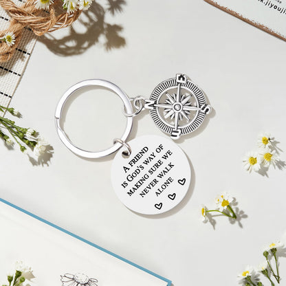 Best Friend Keychain for Women Men – Friendship Compass Keychain Gifts for Best Friends, Birthday Christmas Going Away Farewell Gift for Bestie Coworker