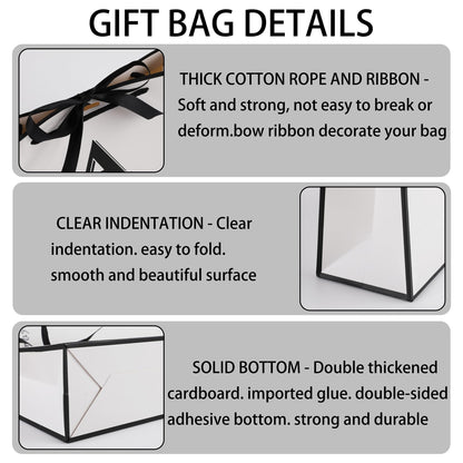 STOBOCTER Initial Gift Bags with Handles and Bow Ribbon 11"x8" Personalized Letter Gift Bags Birthday Gift Bag for Women Men Reusable Gift Wrap Bag for Mothers Day Wedding Graduation (J-Small)