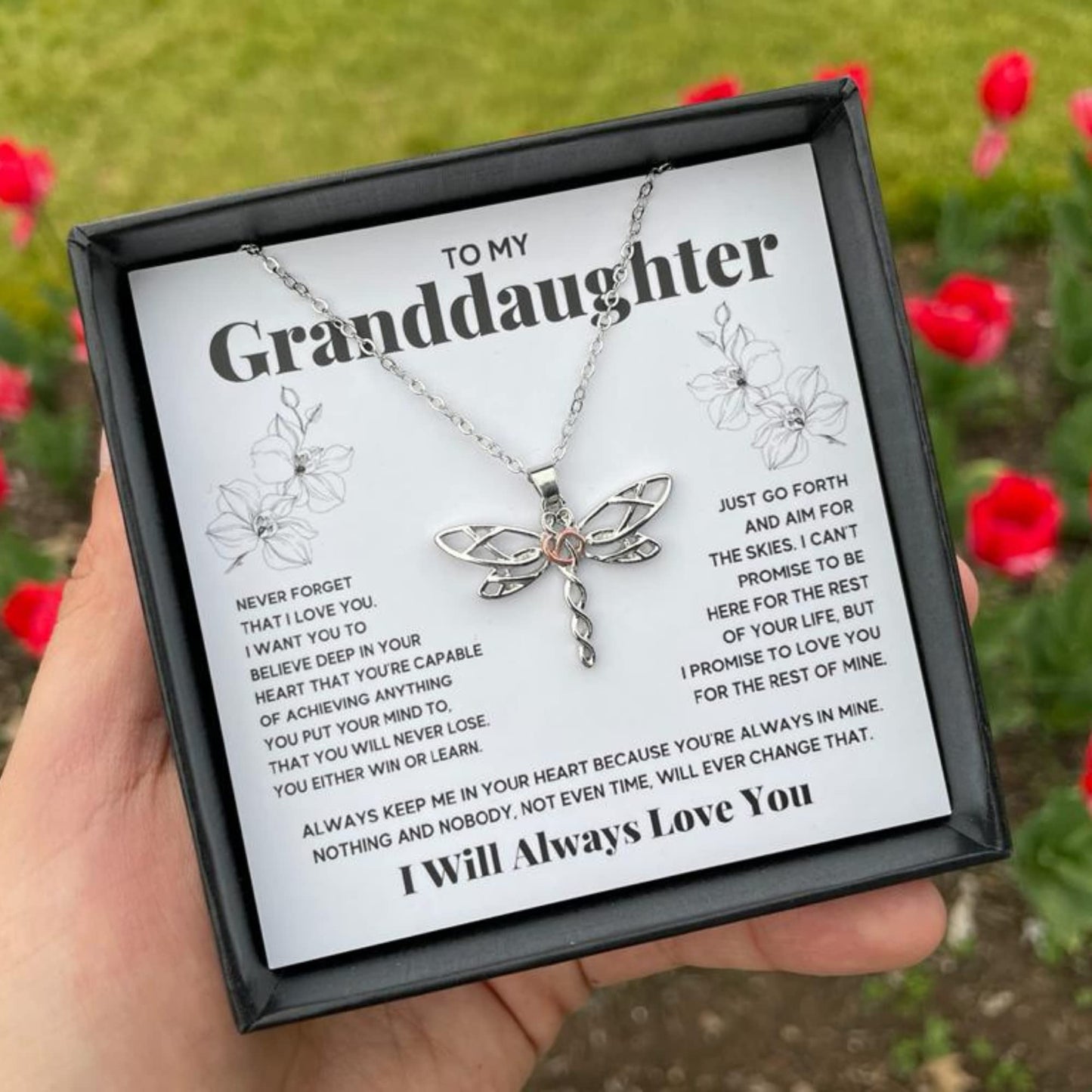 OC9 Gifts Granddaughter Necklace Gift from Grandma or Grandpa with Message Card and Gift Box for Birthday, Graduation and Christmas