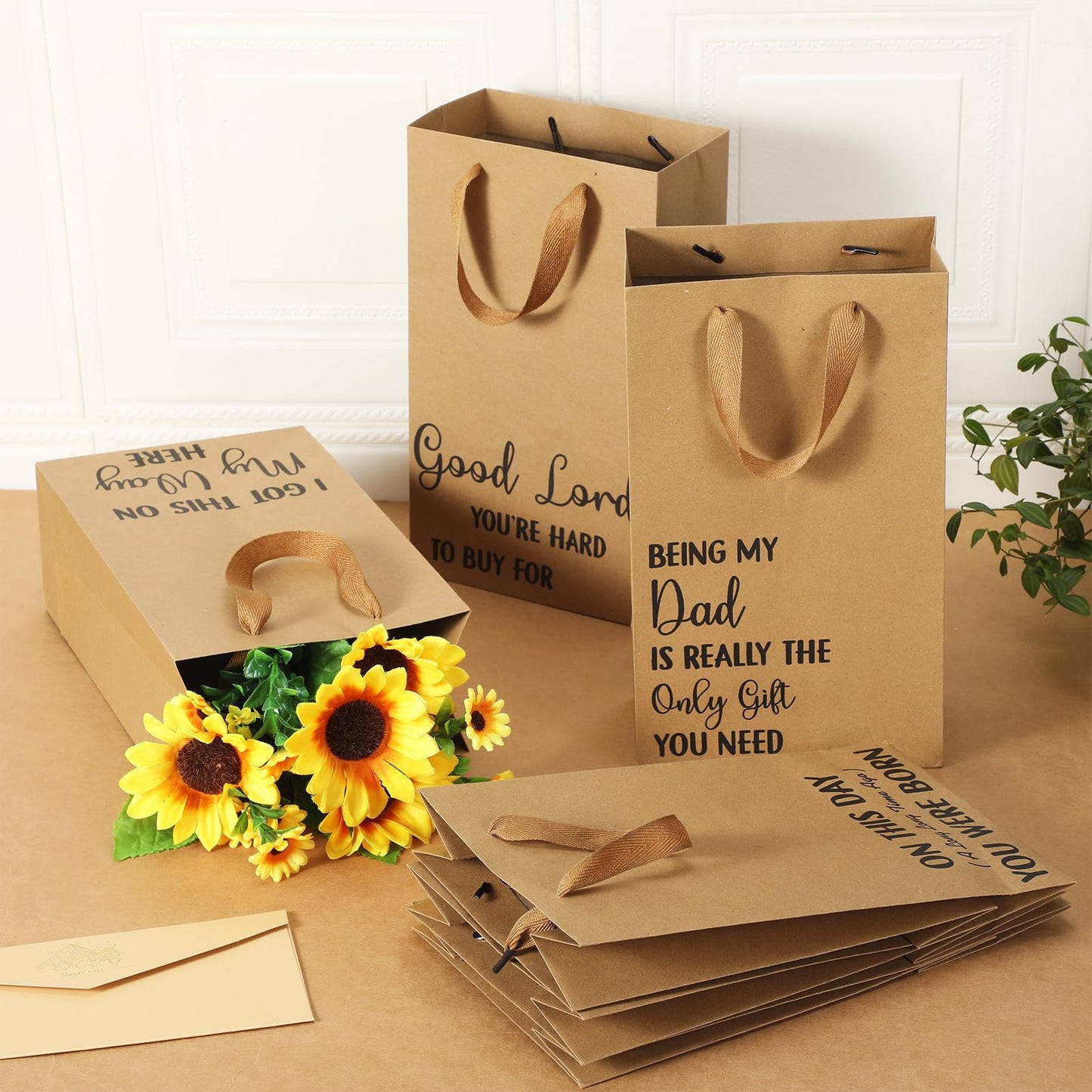 Christmas 12 Pcs Funny Gift Bags Kraft Paper Snarky Gift Bag with Handles Bulk Funny Wrapping Bags Adults Men Women Reusable, Gag Gifts Wrapping for Halloween Christmas Birthdays, Holidays