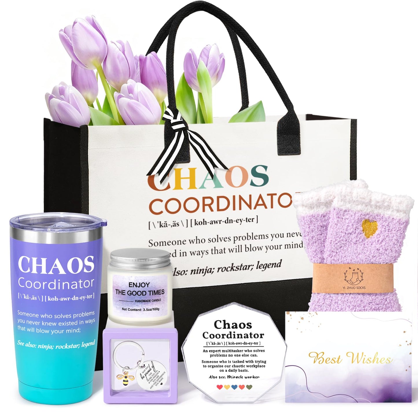 Thank You Gifts for Women, Boss Day Gift Set w/Canvas Tote Bag Tumbler, Birthday Christmas Appreciation Gift Basket for Women