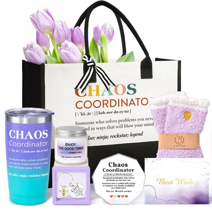 Thank You Gifts for Women, Boss Day Gift Set w/Canvas Tote Bag Tumbler, Birthday Christmas Appreciation Gift Basket for Women