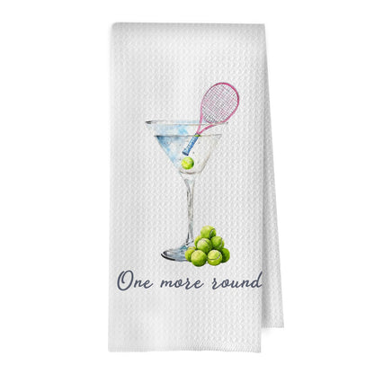 Tennis Martini Kitchen Towels - Tennis Gifts Decorative Waffle Weave Dish Towels, Martini Party Hand Tea Towel, 16x24 Inch