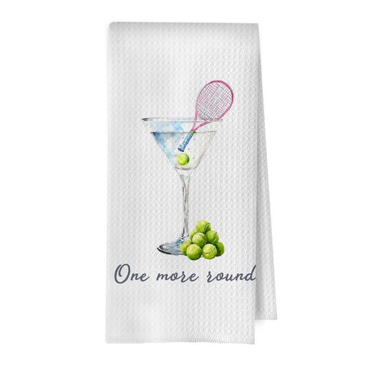Tennis Martini Kitchen Towels - Tennis Gifts Decorative Waffle Weave Dish Towels, Martini Party Hand Tea Towel, 16x24 Inch