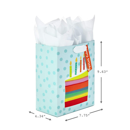 Hallmark 9" Medium Gift Bag with Tissue Paper (Rainbow Cake Slice) for Birthdays
