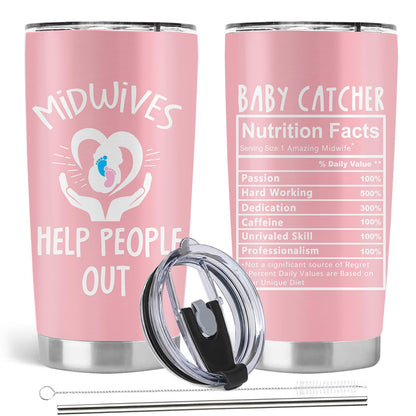 Midwife Gifts for Women, Obgyn Doula Nurse Doctors Gifts, 20oz Stainless Steel Tumbler with Lid Straw