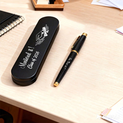 Master's Degree Graduation Gifts - Engraved Graduation Gel Pen & Case - Congrats Graduate Keepsake Pen Gift for Master Student MBA MS MA & MFA Graduates