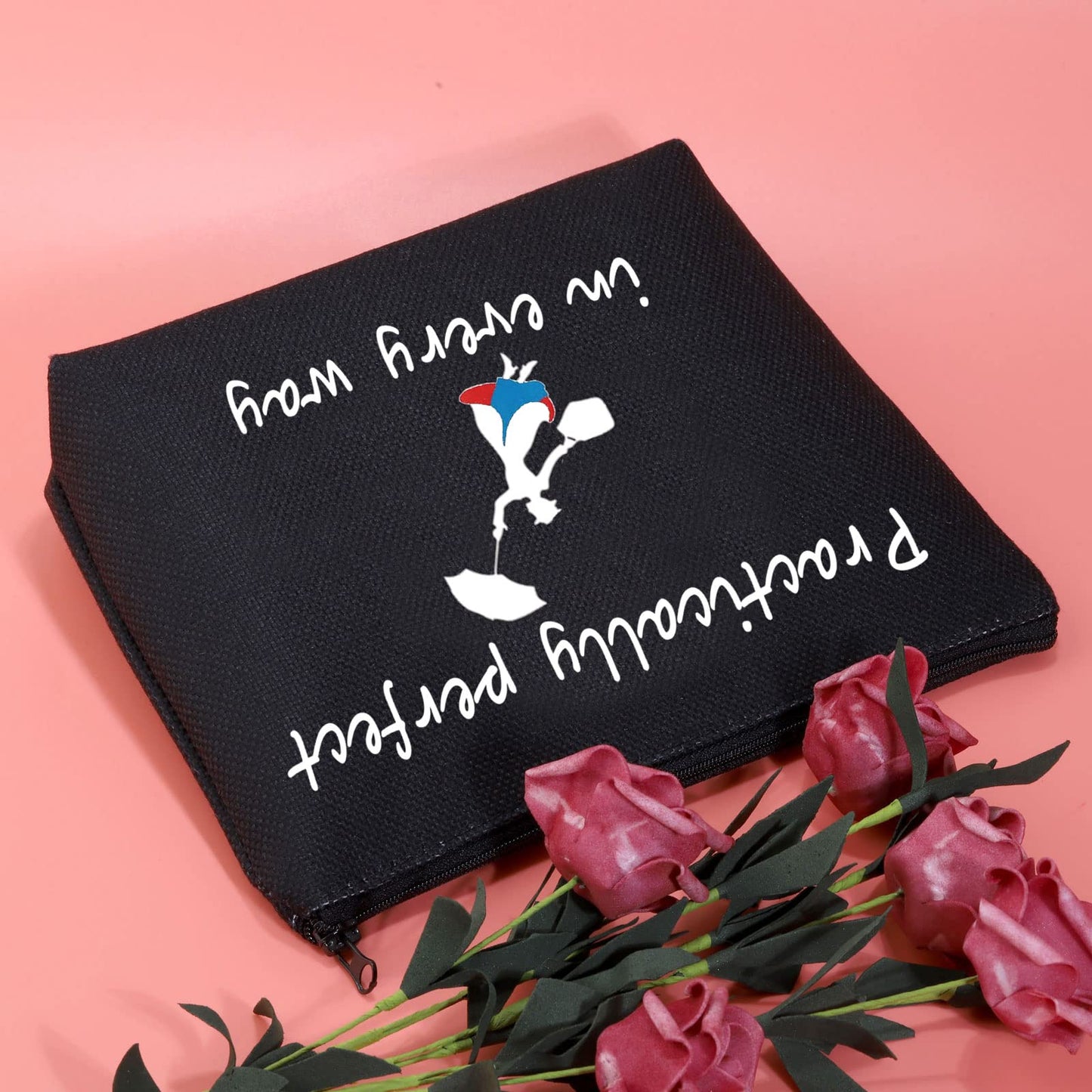 JXGZSO Mary Quote Makeup Bag Zipper Bag Practically Perfect in Every Way Movie Inspired Gift (ractically perfect in every way black)