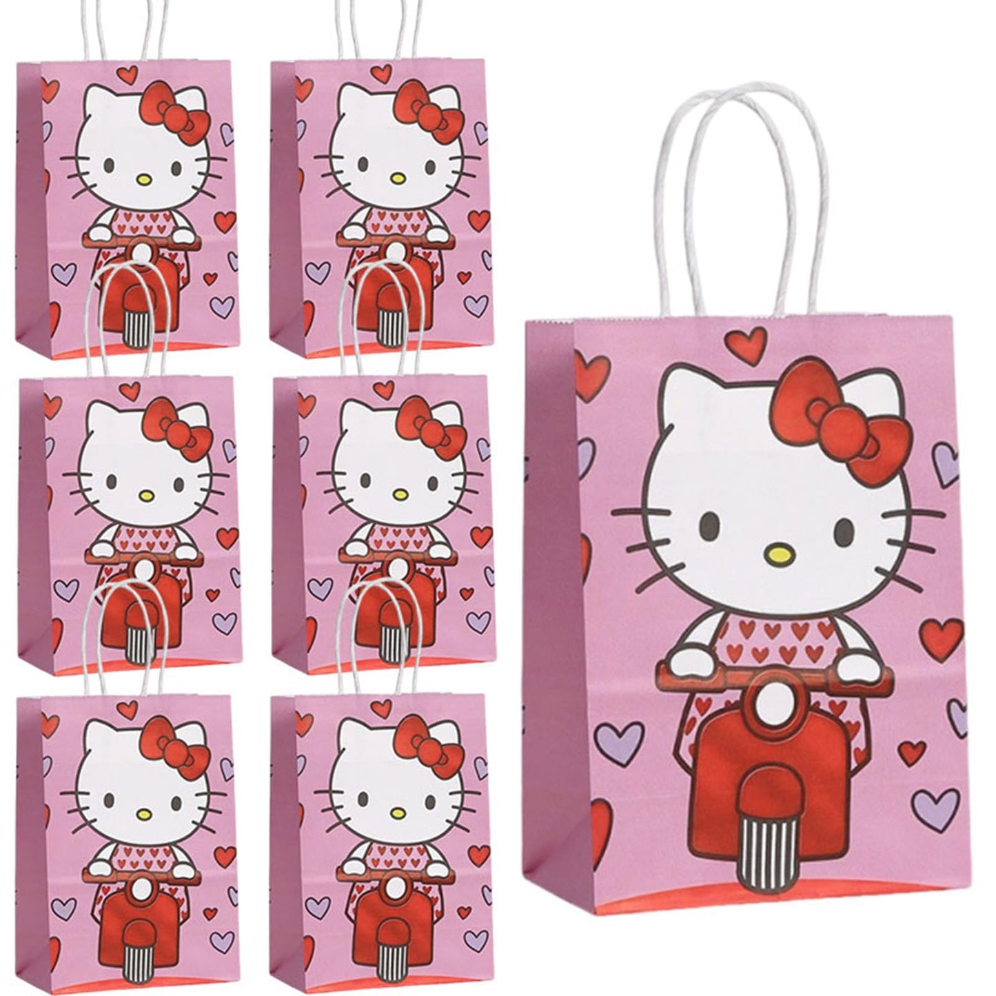 Cute Birthday Party Supplies, 12 Pcs Party Favor Bags, Candy Goodie Treat Bags with Handle, Cartoon Birthday Party Decorations (B)