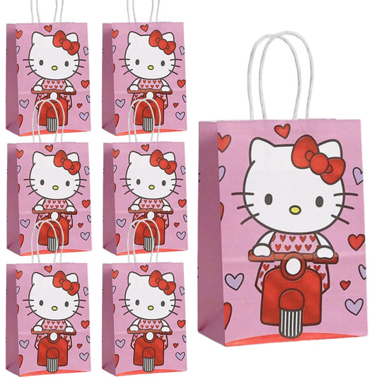 Cute Birthday Party Supplies, 12 Pcs Party Favor Bags, Candy Goodie Treat Bags with Handle, Cartoon Birthday Party Decorations (B)