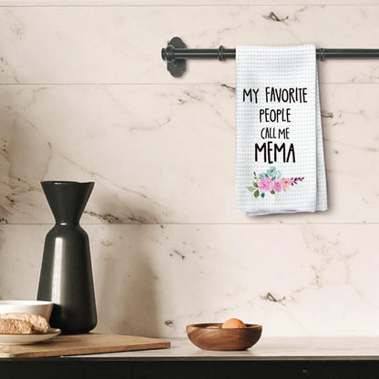 Mema Gifts Kitchen Towels, Gifts for Mema Hand Towels, MemaGrandma Christmas Dish Towels TeaTowels for Kitchen, MemaGrandmaGifts from Grandkids, 16x24inch