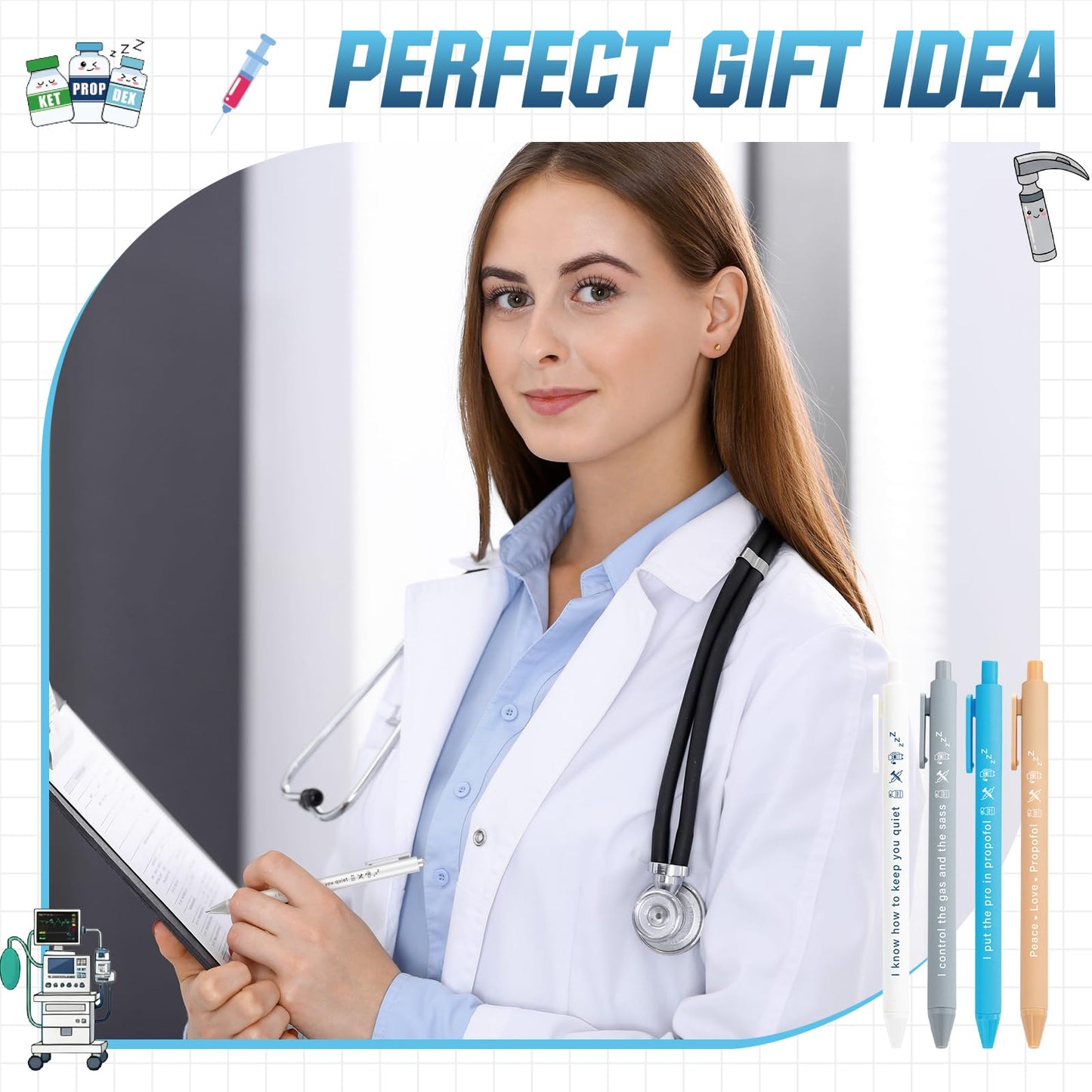 Crtiin 36 Sets Nurse Appreciation Gifts Bulk Funny Anesthesia Pens with Thank You Cards & Ties, Nurses Week Gift 2026, Medical Party Favors for Nursing Staff