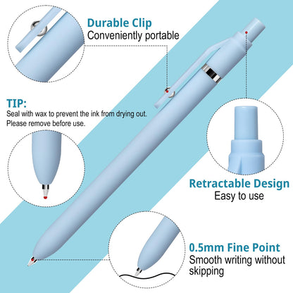 Fenmay Gel Pens, 6 Pcs Smooth Writing Pens No Bleed & Smear, Black Ink Cute Pens Fine Point (0.5mm), Retractable Aesthetic Pens School Office Supplies for Women & Men