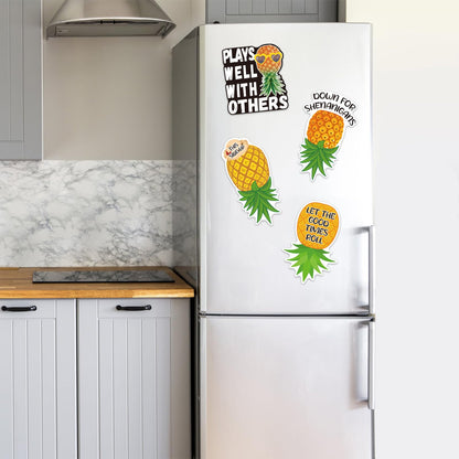 4 Pcs Upside Down Pineapple Magnet - Pineapple Decor Magnetic Stickers for Cruise Doors, Cabin，Refrigerators, and Cars