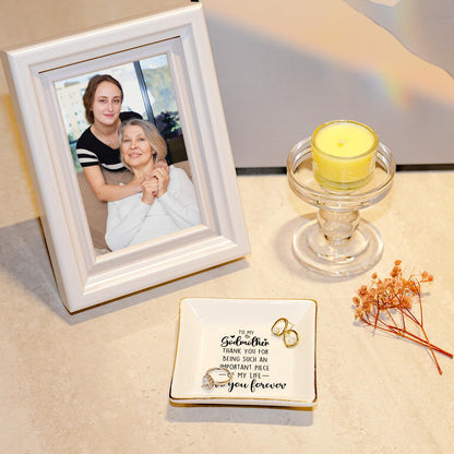 PUDDING CABIN Gifts for Godmother Jewelry Dish Trinket Tray, Godmother Gifts from Godchild Birthday Christmas Mothers Day