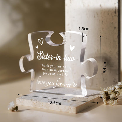 Sister in Law Birthday Gifts, Sister in Law Gifts - 4.9 x 3.7 inch Engraved Acrylic Block, Valentines Mothers Day Wedding Christmas Gift for Sister-in-Law