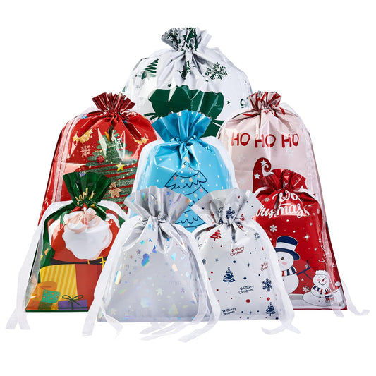 sishunhang 38PCS Christmas Gift Bags, Assorted Sizes Bulk S/M/L, Waterproof Holiday Gift Wrap with Drawstring,Gift Sacks,Gift Wrap Bags,Gift Bags For Presentsgift (38)