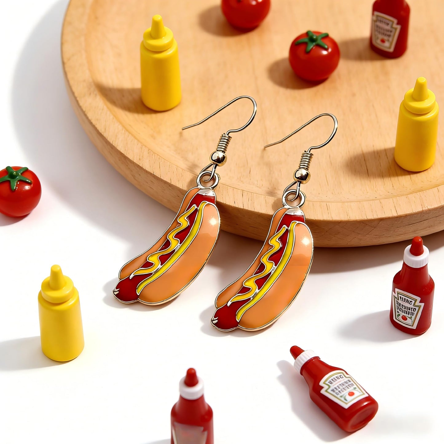 Food Earrings Cute Pizza Hot Dog Hamburger Hook Earrings Cola Bottle Dangle Earrings for Women