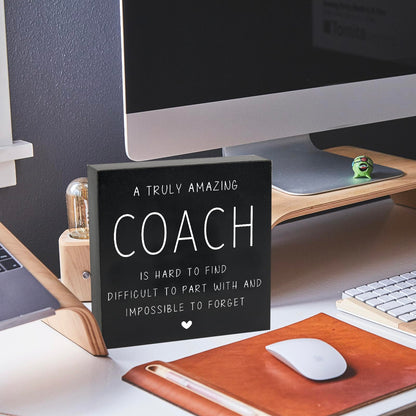 Coach Gifts Wooden Box Sign, Coach Going Away Gift for Men Women, Appreciation Gifts for Best Coach Baseball Gymnastics Track Softball Desk Table Decor, Appreciation Gift Thank You Gifts
