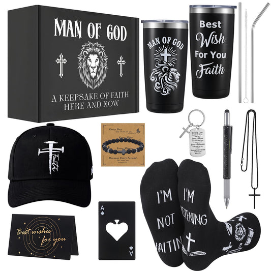 10 Pcs Christian Gifts for Men Inspirational Religious Gift Set for Dad Husband Grandpa Male Friends Coworker