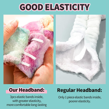 LEOBRO Spa Headband, 3pcs Makeup Headbands and 3pcs Hair Scrunchies, Bow Skin Care Headband for Washing Face, Hair Bands, Birthday Gifts, for Women, Teen Girls