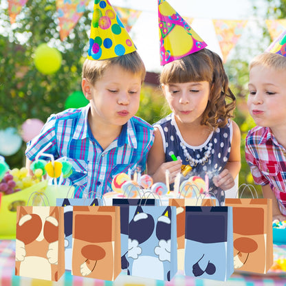 HANEI 36 Pcs Blue Dog Birthday Party Supplies - 18 Goodie Bags and 18 Blue Dog & Friends Paper Crowns Headbands Party Favors