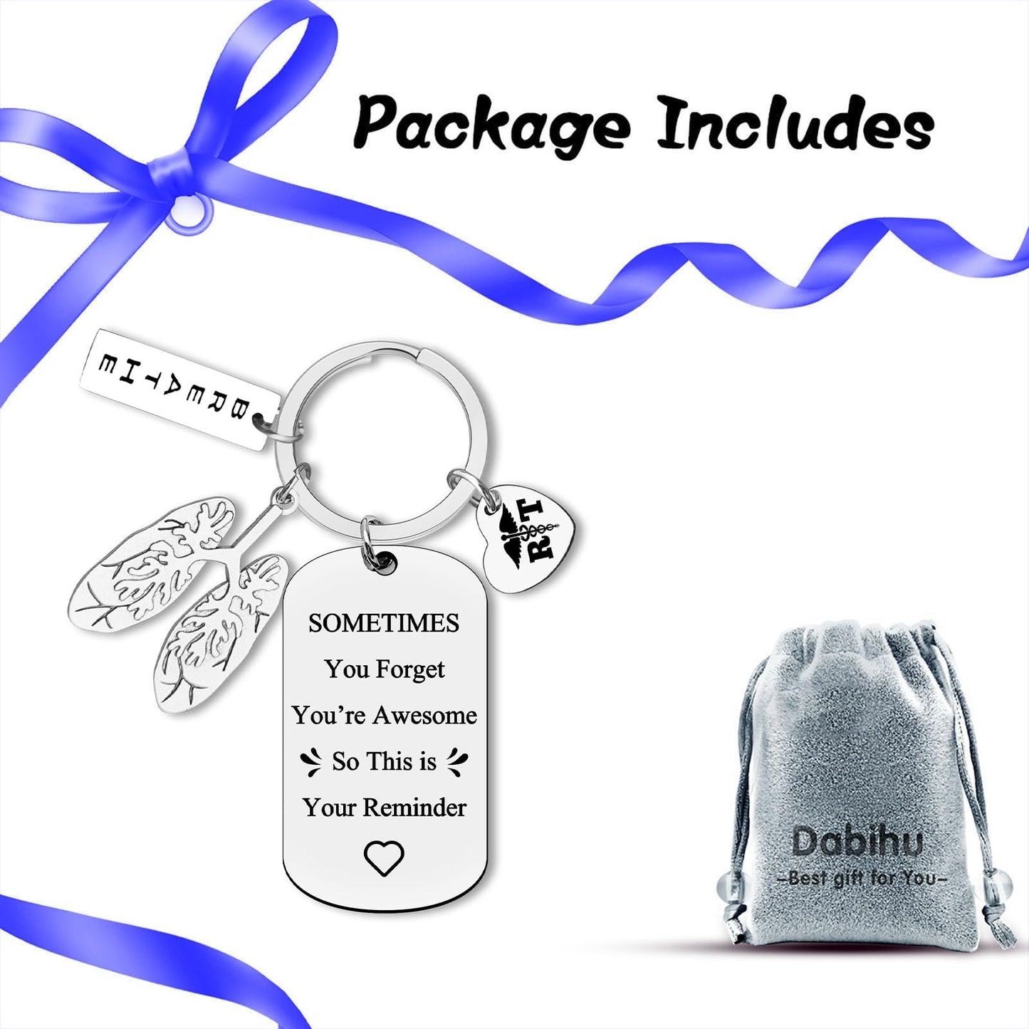 Dabihu Respiratory Therapist Gift RT Keychain Inspirational Therapist Graduation Gift Radiology Technologist Respiratory Care Week RT Therapy Gifts Coworker Encouragement Keyring