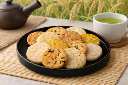 Japanese Rice Cracker Assortment Box – Traditional Senbei Snack with Soy Sauce, Seaweed, Plum & Salt flavor Authentic Japanese Confection Gift Set