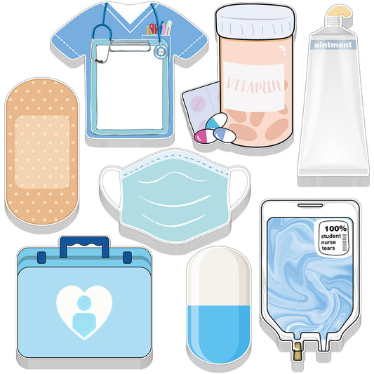 8 Pack Mini Funny Nurse Sticky Notes Nursing Student Essentials School Gifts Stationary Sticky Notes Booklet Self Stick Pads for Hospital School Supplies