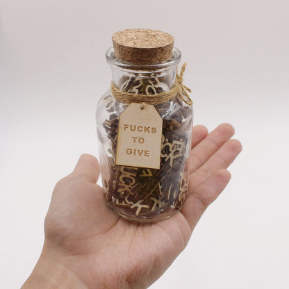 KUMLENMO fuck jar（5oz） Gift Jar,Fucks to Give,Fuck Wooden Cutout Letter Piece Bad Mood Vent Spoof Birthday Day,Holiday, Thanksgiving Christmas Gifts to Friend,Gag Funny Gift