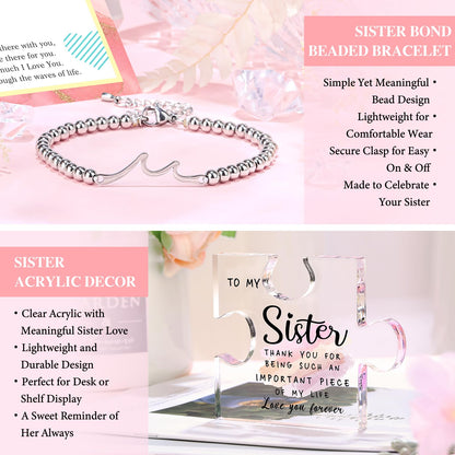 Sisters Gifts from Sister Birthday Gifts for Sisters Adult Funny Gift Ideas for Best Sister Ever Meaningful Gift for Siblings Cool Little Sis Present Set for Women Older Younger Sis Who Has Everything
