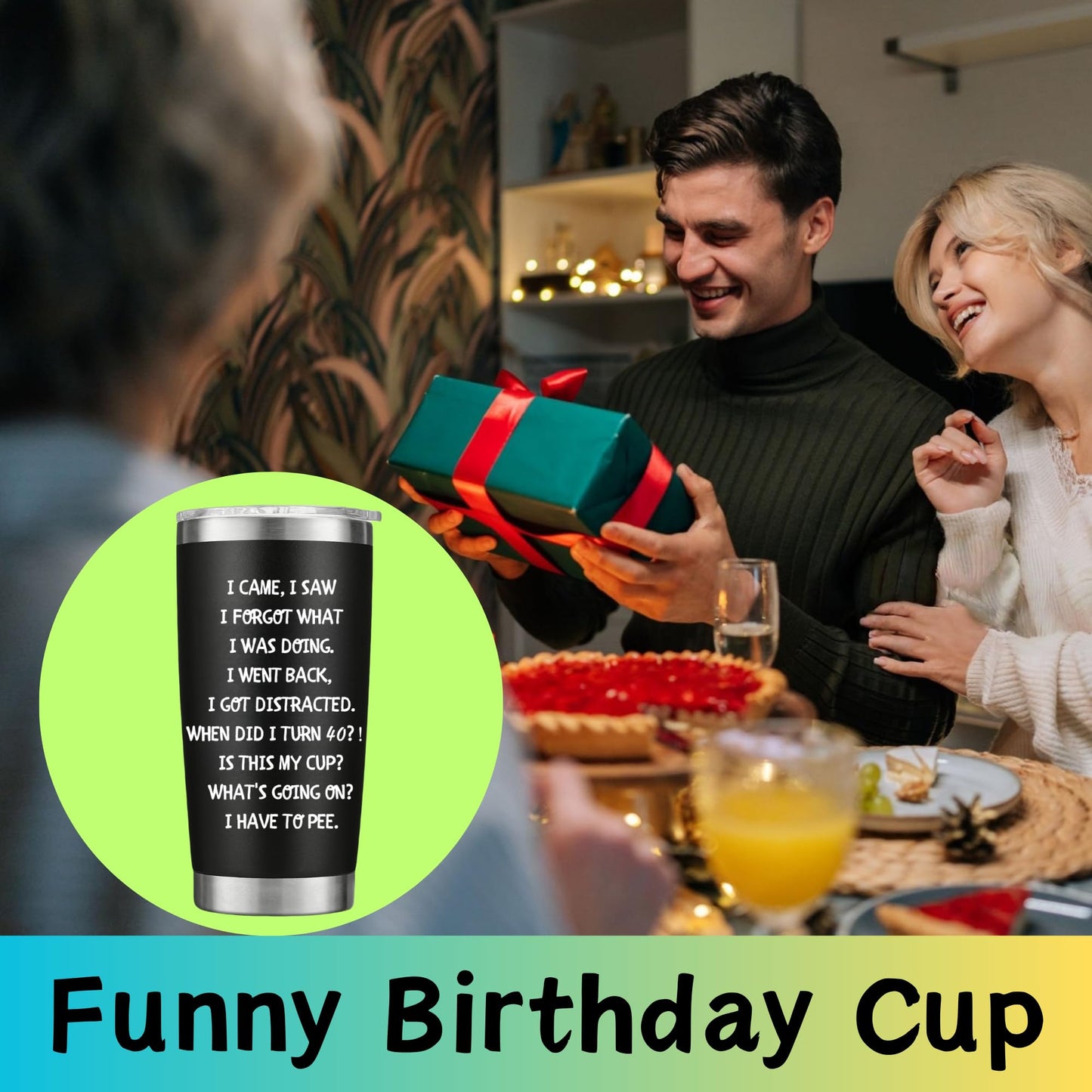 40th Birthday Gifts For Men Women-20 OZ Stainless Steel Tumbler-40th Birthday Decorations for Him Her