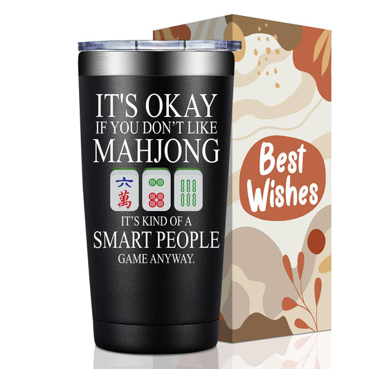 BIRGILT Mahjong Gifts for Women, Men - Funny Mah Jongg Themed Gifts for Players Lovers - Mah Jongg Accessories Gift on Birthday, Christmas - Smart People Game Mahjong Cup Tumbler 20oz