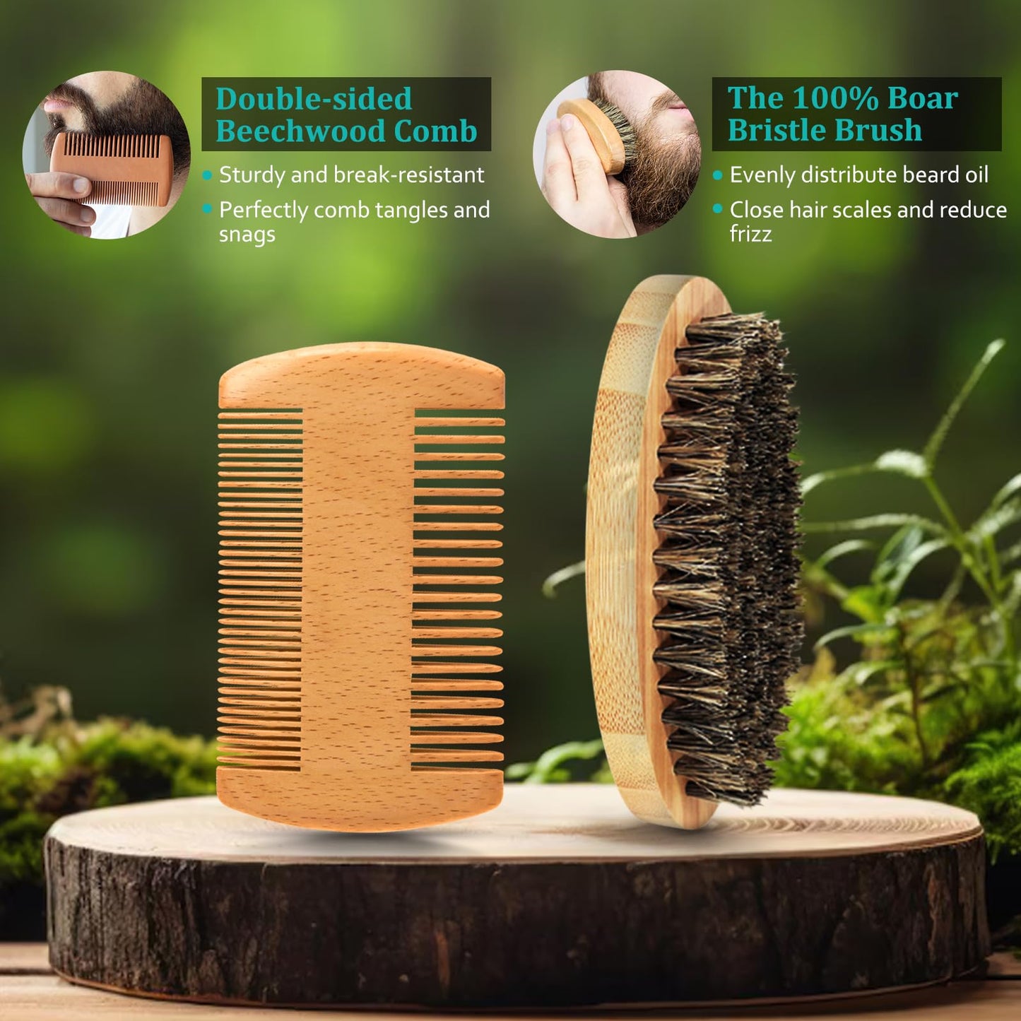 Gifts for Men - Beard Kit w/Beard Oil & Balm, Beard Brush & Comb, Beard Wash/Shampoo for Men's Self-care, Fathers Day & Birthday Gifts for Husband Dad Him Boyfriend, Dad Day Gifts from Daughter Son