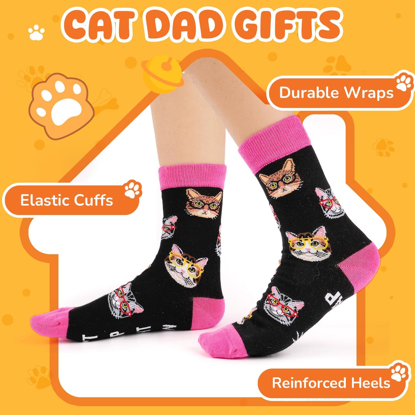 Bebila Gift for Mom Funny Socks for Cat Dad Mom Birthday Gifts for Mom Novelty Socks Gifts for Cat Lovers