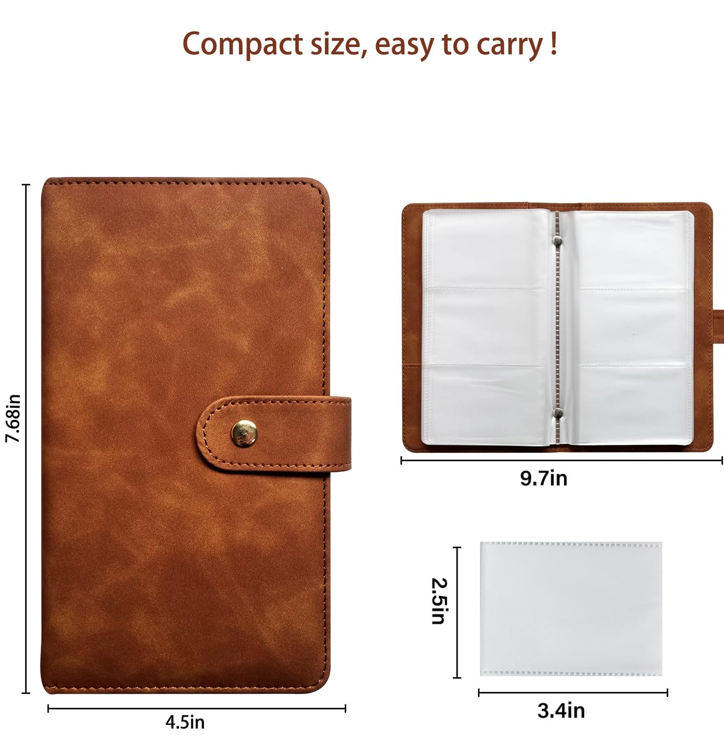 Leather Professional Business Card Holder Book Organizer, 240 Card Slots Capacity Booklet, Premium PU Name Cards Storage Folder with Soft Cover, Credit Card Binder Holder for Men/Women (Brown)