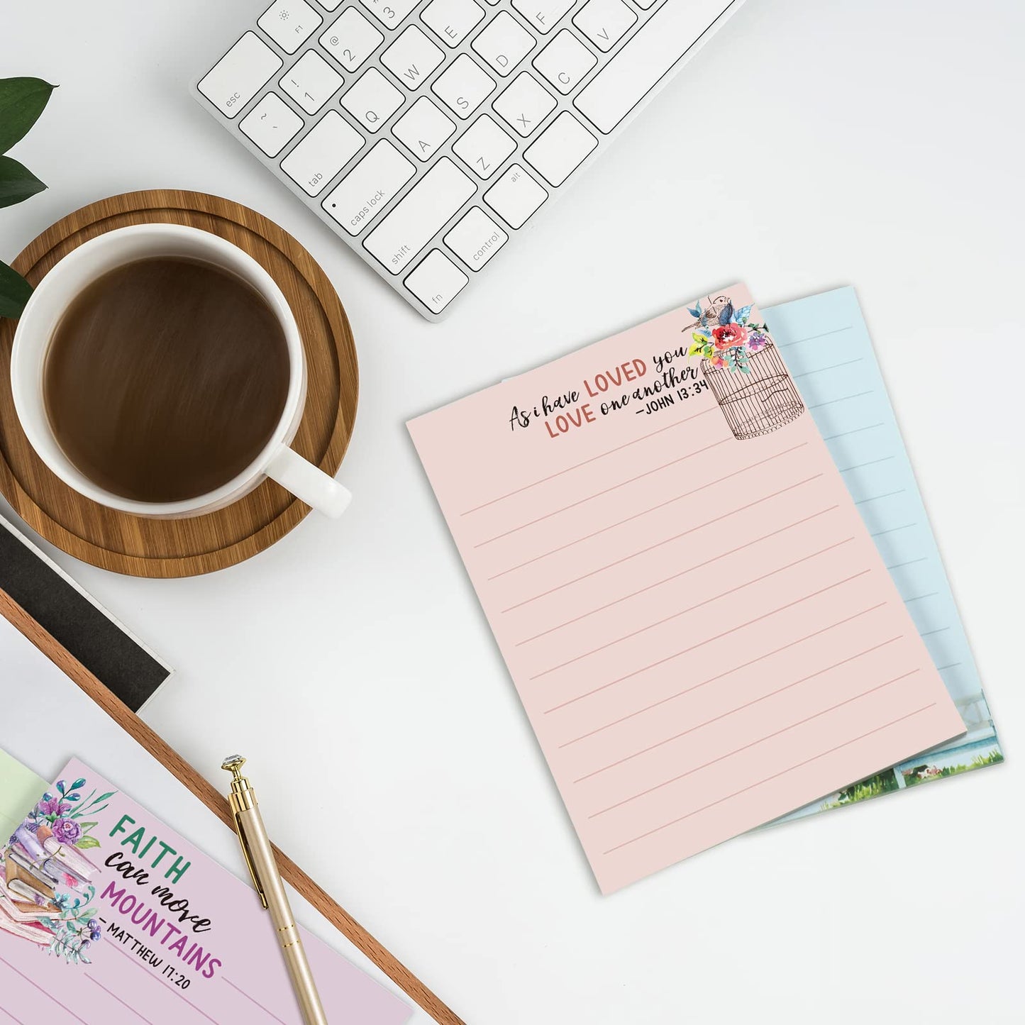 Gersoniel 8 Pack Bible Sticky Notes 240 Sheets Christian Sticky Notes 4 x 5 Inch Scripture Inspirational Memo Pads Floral Religious Quotes Notepads for Message Reminder Lists Schedules(Fresh Style)
