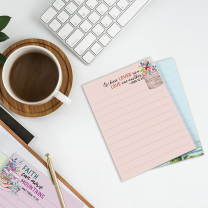 Gersoniel 8 Pack Bible Sticky Notes 240 Sheets Christian Sticky Notes 4 x 5 Inch Scripture Inspirational Memo Pads Floral Religious Quotes Notepads for Message Reminder Lists Schedules(Fresh Style)